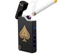 WIYETY Briquet électronique USB : briquet à arc électrique avec indicateur de batterie, étanche et coupe-vent, briquet électrique, rechargeable de type C pour homme (noir)