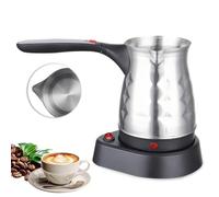 WIYETY Cafetière turque électrique - 500 ml - En acier inoxydable - Avec poignée pliable - Pour la famille, le bureau - 600 W - Argent