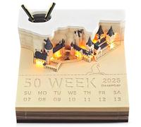 WIYETY Calendrier Bloc-Notes 3D 2025 : 1 Pièce Organisateur Gestion du Temps, Calendrier De Bureau Éclairé LED avec Design Château Magique, pour Bureau & École (comme Illustré)