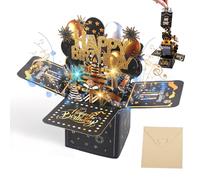 WIYETY Carte d'anniversaire 3D avec lumières et bougies interactives, bougie LED blowable, cadeau d'anniversaire pour homme, femme, fille, garçon