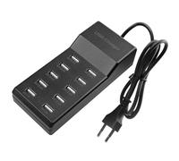WIYETY Chargeur USB 10 ports : station de charge USB multi-ports 50 W, port unique 5 V/2,4 A, 10 ports Hub Station de charge rapide, avec technologie de détection automatique de charge rapide, pour