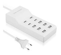 WIYETY Chargeur USB 12 ports : station de charge USB multi-ports 50 W, port unique 5 V/2,4 A, 12 ports Hub Station de charge rapide, avec technologie de détection automatique de charge rapide, pour