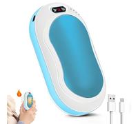 WIYETY Chauffe-mains électrique portable : 6000 mAh USB Rechargeable Chauffe-mains électrique Power Bank avec affichage numérique, chauffage double face, 3 réglables, 40-60 °C, bleu