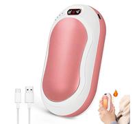 WIYETY Chauffe-mains Électrique Portable 6000 mAh USB Rechargeable Power Bank - Affichage Numérique, Chauffage Double Face, 3 Réglages, 40-60 °C, Rose