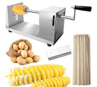 WIYETY Coupe-légumes en spirale en acier inoxydable : coupe-pommes de terre, avec 50 bâtons de bambou de 25 cm de long, coupe-pommes de terre, trancheuse multifonction pour pommes de terre