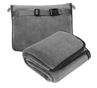 WIYETY Couverture de Voyage 2 en 1 - Coussin Transformable Portable Avec Fixation de Valise - Pour Bureau, Avion, Affaires - Ultra Légère et Chaude - Gris - 152 x