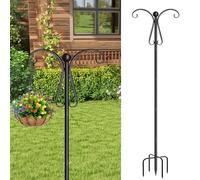 WIYETY Crochet de berger 240 cm, double crochet de jardin avec 5 dents, distributeur de nourriture pour oiseaux, crochet d'arche de berger, pour lampes solaires, paniers à plantes, lanternes