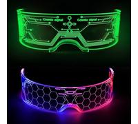 WIYETY Cyberpunk Lot de 2 paires de lunettes lumineuses à LED pour fête, carnaval, festival, anniversaire (7 couleurs, 4 modes)