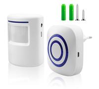 WIYETY Détecteur de passage sans fil Sonnette de porte : sonnette de magasin Système d'alarme sans fil avec 38 sonneries, 1 détecteur de mouvement et 1 récepteur pour magasin, camping-car, maison