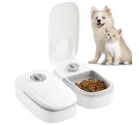 WIYETY Distributeur automatique de nourriture pour chat pour 2 repas : distributeur automatique de deux repas avec minuterie et tapis antidérapant pour chiens et chats, distributeur automatique de