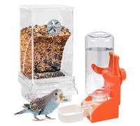 WIYETY Distributeur automatique de nourriture pour oiseaux transparent : distributeur de nourriture pour oiseaux, distributeur d'eau automatique, accessoire de cage pour perroquets, perruches,