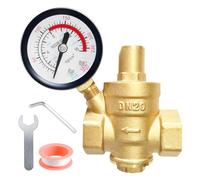 WIYETY DN20 Réducteur de pression d'eau: 3/4 pouces laiton réducteur de pression d'eau avec manomètre et outils de réglage, 1,6 MPa régulateur de pression en laiton, manomètre de pression d'eau pour