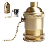 WIYETY Douille de lampe vintage en aluminium E27 : douille de lampe M10 E27 bronze avec interrupteur à fil de traction, adaptateur de suspension pour plafonnier LED, support de lampe suspendu, support