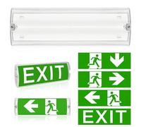 WIYETY Éclairage de secours LED - Lumière permanente - Éclairage de secours avec batterie de secours 3 h - Lampe de sortie de secours avec bouton de test manuel - 4 pictogrammes de sortie de secours