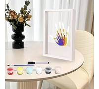 WIYETY Ensemble de cadres photo pour empreintes de main de famille - Cadre transparent pour empreintes de main - Multicolore - Bricolage - En bois - 6 couleurs