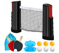 WIYETY Ensemble de raquettes de tennis de table professionnelles : 2 raquettes de tennis de table + filet rétractable + 6 balles de tennis de table + 1 sac de transport + 1 boîte à balles, ensemble de