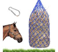 WIYETY Filet à foin pour chevaux - Grand - Avec anneaux et mousquetons - Filet à foin pour chevaux - 100 cm - Maillage 5 x 5 cm - Bleu
