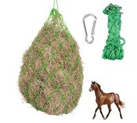 WIYETY Filet à foin pour chevaux - Grand - Avec anneaux et mousquetons - Filet à foin pour chevaux - 100 cm - Maillage 5 x 5 cm - Vert