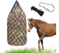 WIYETY Filet à foin pour chevaux - Grand - Avec anneaux et mousquetons - Filet à foin pour chevaux - 100 cm - Maillage 5 x 5 cm - Noir
