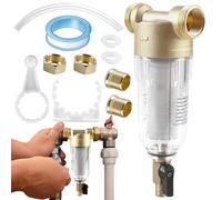 WIYETY Filtre à Eau Réutilisable 2,5 cm pour Robinet - Système de Filtration à Sédiments Spin Down avec Filetage Mâle 3/4" - Cartouche Fine Lavable