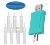 WIYETY Flotteurs de pêche à LED : batterie de pêche LED avec chargeur USB, avec 7 pièces rechargeables CR 425 compatibles avec batterie CR 425, kit de flotteurs de pêche lumineux, flotteurs de pêche à