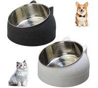 WIYETY Gamelle inclinée en acier inoxydable à 15° pour chat : 2 gamelles pour chats, gamelles de 400 ml, gamelle pour chat surélevée, gamelle amovible en acier inoxydable pour chat chiot nourriture et
