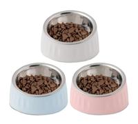 WIYETY Gamelle inclinée en acier inoxydable à 15° pour chat : 3 gamelles pour chats, 280 ml, gamelle pour chat surélevée, gamelle amovible en acier inoxydable pour chat chiot nourriture et eau