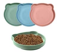 WIYETY Gamelle plate en silicone pour chat : lot de 3 gamelles pour chat, multicolores, gamelles plates pour nourriture humide avec ventouse, gamelle pour chats et chiens (rose/bleu/vert)