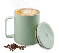 WIYETY Gobelet à café isotherme de 400 ml : acier inoxydable avec poignée antidérapante et couvercle de module coulissant, tasse isotherme de camping, tasse de camping grand volume, tasse de voyage