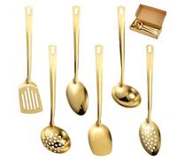 WIYETY Gold Lot de 6 ustensiles de cuisine en acier inoxydable - Accessoires de cuisine Home Essentials - Passe au lave-vaisselle - Doré