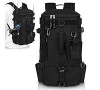 WIYETY Grand sac à dos de pêche avec porte-canne, imperméable, sac à dos multifonction militaire, pour camping, sport en plein air, randonnée, cyclisme, noir, 45 x 16 x 23 cm