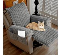 WIYETY Housse de fauteuil pour fauteuil relax - Avec poches - Antidérapante - Pour fauteuil de relaxation - Gris foncé - 53 x 190 cm