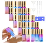 WIYETY Huiles Essentielles Rouleaux Bouteilles : 25 Pièces 5 ml Couleur Roll on Bouteille Vide avec Entonnoir & Ouvre-bouteille & Paille Bouteilles à bille en Verre pour Huile Essentielle