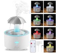 WIYETY Humidificateur Parapluie: Humidificateur Rotatif 300ml Avec Télécommande, Diffuseur D’aromathérapie LED 7 Couleurs Goutte À Goutte Pour Chambre À Coucher Et Salon