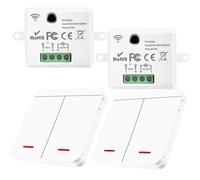 WIYETY Interrupteur sans fil : interrupteur va-et-vient 433 MHz, éclairage sans fil, interrupteur RF et récepteur (2 interrupteurs, 2 récepteurs)