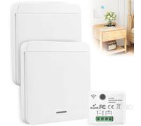 WIYETY Interrupteurs Sans Fil 230 V 433 MHz, 2 Interrupteurs, 1 Récepteur, Portée 30 m, Pour Lampes jusqu'à 1500 W
