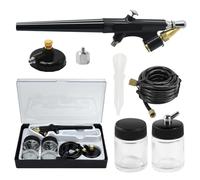 WIYETY Kit aérographe : pistolet aérographe professionnel avec adaptateur d'admission d'air et interrupteur de pression d'air, pistolet à peinture 15-50 PSI pour modélisme, maquillage, peinture de