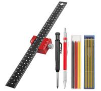 WIYETY Kit de traçage 300 mm en métal pour marquage à 45° et 90°, angle combiné avec kit de crayons, pour le travail du bois, le bricolage, l'artisanat, les projets de menuiserie