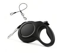 WIYETY Laisse rétractable pour chien de 8 m : laisse à enrouleur résistante aux morsures, pour les promenades en plein air - Noir, avec porte-sac poubelle et câble en acier, convient pour les chiens