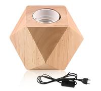 WIYETY Lampe de chevet en bois, culot E27, base en bois diamant, prise européenne, parfaite pour chambre à coucher, salon, bureau (sans ampoule)