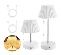 WIYETY Lampe de table LED rechargeable : 2 pièces lampe de table rechargeable par USB, lampe de table télescopique à intensité variable, lampe de chevet tactile, convient pour les tables de chevet, la