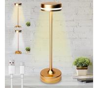 WIYETY Lampe de table LED sans fil - Batterie : 2000 mAh - Rechargeable - Lampe de table tactile USB - Lampe de table LED à intensité variable - 3 températures de couleur - Pour table à manger, lampe