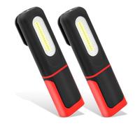 WIYETY Lampe de travail LED avec pied magnétique - Rechargeable - Rotation à 360° - Avec crochet - Lampe de travail LED avec 3 modes d'éclairage - Pour extérieur, réparation, garage, camping - Rouge