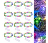 WIYETY LED Lichterkette Batterie: 12 pièces 3M 30 LED Mini Guirlande Lumineuse avec Batterie, Guirlande en Fil de cuivre Micro LED pour fête Mariage Noël (Multicolore)