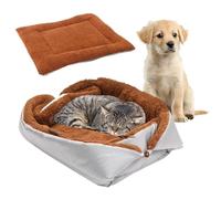 WIYETY Lit pour chat 2 en 1 : coussin en peluche doux pour chat, lit moelleux pour chat, lavable pour petits chiens et chats, couleur café argenté