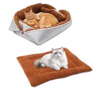 WIYETY Lit pour chat 2 en 1 Coussin moelleux pour chat : lit pliable pour animaux de compagnie, couverture moelleuse en peluche pour chien et chat, canapé pour chat et petit chien (argent)