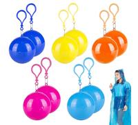 WIYETY Lot 10 boules de pluie portables, imperméable d'urgence coloré, poncho pluie d'urgence, capepluie, poncho adulte pour activités plein air, camping et randonnée