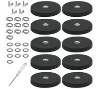 WIYETY Lot de 10 aimants en néodyme caoutchoutés extra puissants Ø 43 mm avec filetage extérieur M6 et tournevis - Force d'adhérence de 10 kg - Aimants à visser pour vis, œillet ou crochet