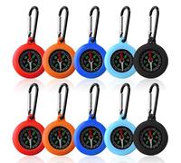 WIYETY Lot de 10 boussoles pour enfants : boussole d'extérieur avec mousqueton, mini boussole colorée boussole de vie boussole de vie boussole multifonction portable pour camping, extérieur, randonnée