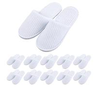 WIYETY Lot de 10 paires de pantoufles de spa, antidérapantes, jetables, avec orteils fermés, en tissu éponge pour la maison, la chambre à coucher, la salle de bain, l'intérieur - Unisexe - Blanc